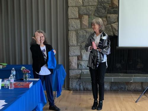 Lynda presents a token of appreciation to Elder Gertie Pierre