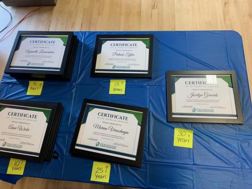 Service Award recipients were presented with a certificate and a gift made by Indigenous artists