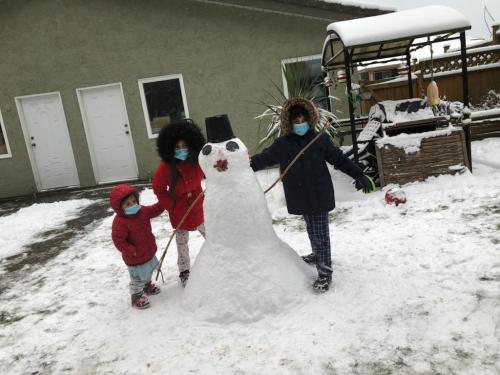 Children at the Family Emergency Shelter had fun making a snow man